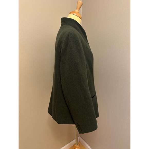 Lauren Ralph Lauren Wool Herringbone Tweed Military Equestrian Blazer Green 16W - Picture 4 of 6